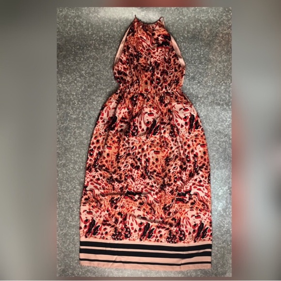 NWT H&M Red/Patterned Long Satin Dress - 10 - Picture 5 of 7